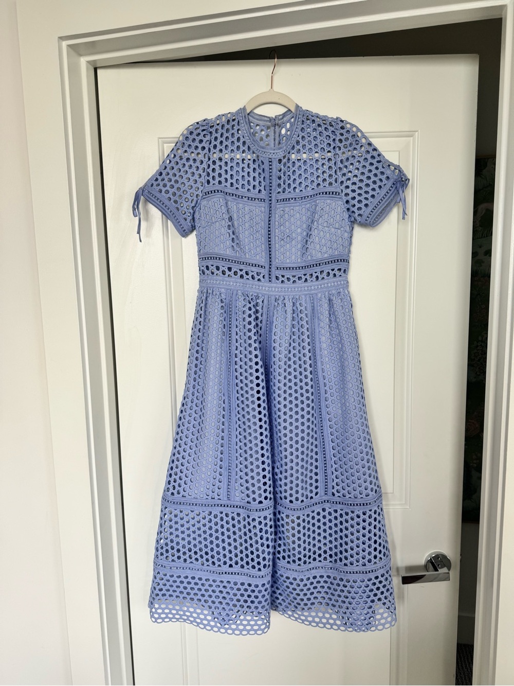 Self-Portrait GUIPURE LACE MIDI DRESS - LILAC - Picture 4 of 9